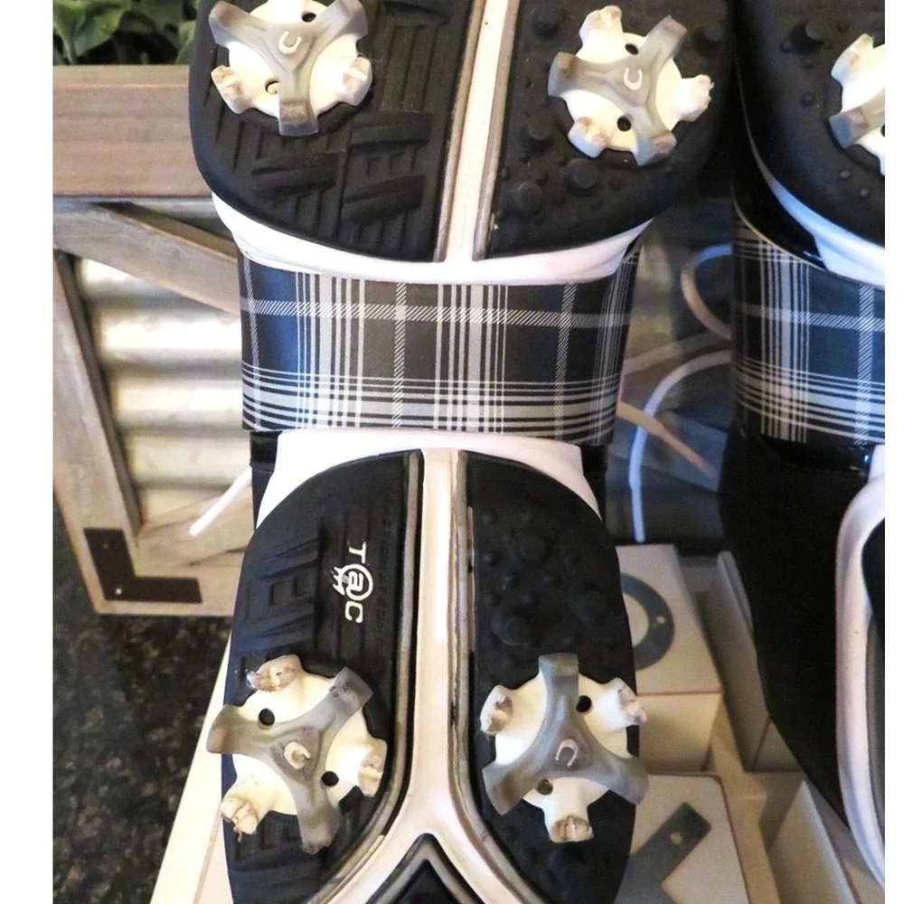 Nike Air Embellish Women's Golf Shoes 7 Black Plaid Saddle Oxford Spiked Cleats